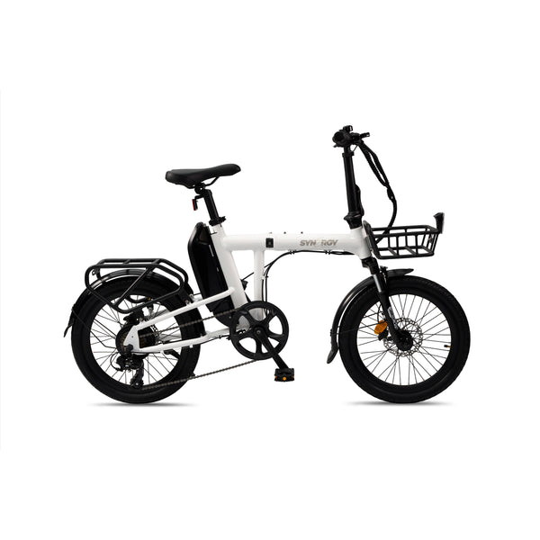 synergy electric bicycle Commuter Low Step making it great for those with limited storage space or if you want to fit it into the trunk of your car Synergy Cycles 7-Speed Twin Shock
